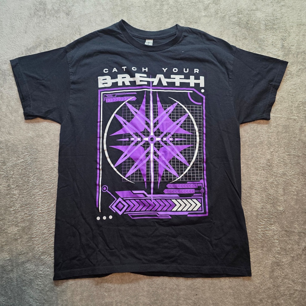 Catch Your Breath Shirt Mens L Black Purple Compass Graphic T-Shirt Merch